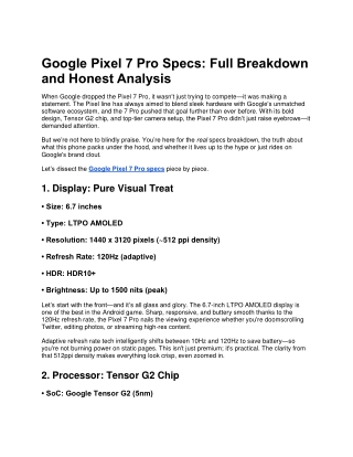 google pixel 7 pro specs