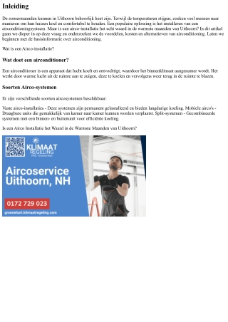 Is een Airco Installatie het Waard in de Warmste Maanden van Uithoorn?