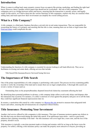 Understanding the Role of Title Companies When Selling Land