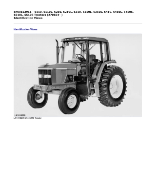 John Deere 6110, 6110L, 6210, 6210L, 6310, 6310L, 6310S, 6410, 6410L, 6410S, 6510L, 6510S Tractors (270654- ) Operator’s
