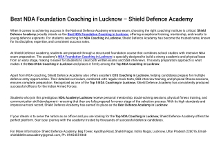 Nda Foundation Coaching In Lucknow