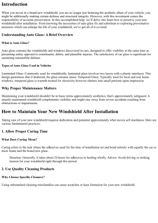 How to Maintain Your New Windshield After Installation