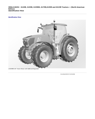 John Deere 6145R, 6155R, 6155RH, 6175R, 6195R and 6215R Tractors (North American Edition) Operator’s Manual Instant Down