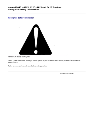 John Deere 6215, 6220, 6415 and 6420 Tractors Operator’s Manual Instant Download (Publication No. ommn10043)