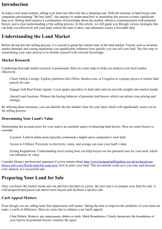 From Inquiry to Sale: Streamlining the Process of Selling Your Land