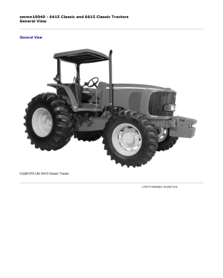 John Deere 6415 Classic and 6615 Classic Tractors Operator’s Manual Instant Download (Publication No. ommn10040)
