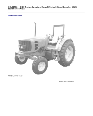 John Deere 6425 Tractor (Mexico Edition) Operator’s Manual Instant Download (Publication No. OML217014)