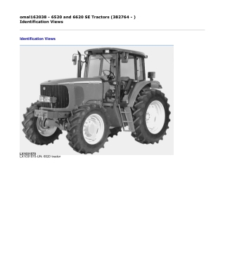 John Deere 6520 and 6620 SE Tractors (382764 - ) Operator’s Manual Instant Download (Publication No. omal162038)