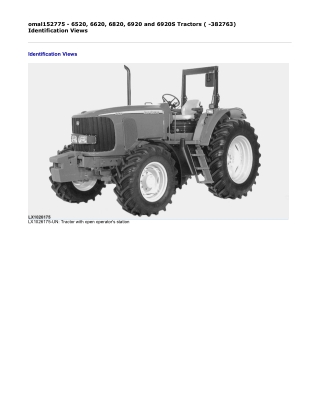 John Deere 6520, 6620, 6820, 6920 and 6920S Tractors ( -382763) Operator’s Manual Instant Download (Publication No. omal