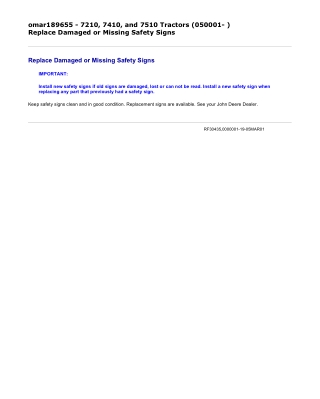 John Deere 7210, 7410, and 7510 Tractors (050001- ) Operator’s Manual Instant Download (Publication No. omar189655)