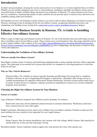 Enrich Your Business Security in Houston, TX: A Resource to Installing Effective