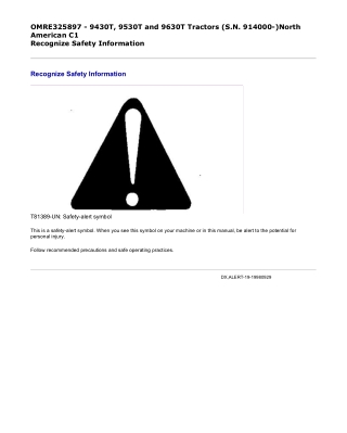 John Deere 9430T, 9530T and 9630T Tractors (S.N. 914000-) (North American C1) Operator’s Manual Instant Download (Public