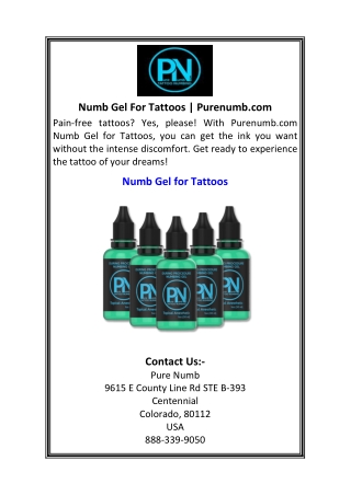 Numb Gel For Tattoos Purenumb.com