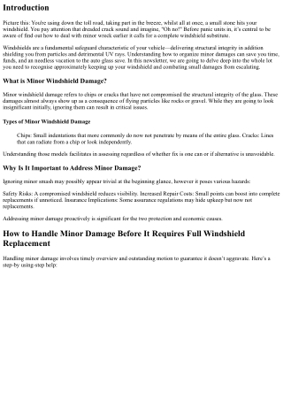 How to Handle Minor Damage Before It Requires Full Windshield Replacement