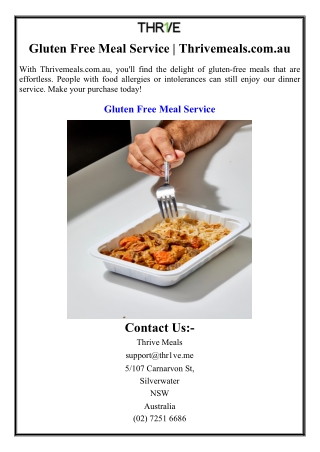 Gluten Free Meal Service | Thrivemeals.com.au
