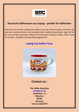 Klassische Kaffeetasse aus Leipzig  perfekt für Kaffeefans