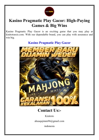Kasino Pragmatic Play Gacor: High-Paying Games & Big Wins