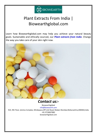 Plant Extracts From India | Biowearthglobal.com