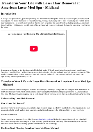 Transform Your Life with Laser Hair Removal at American Laser Med Spa - Midland