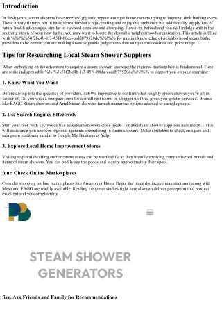 “Tips for Researching Local Steam Shower Suppliers”