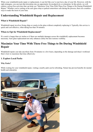 Maximize Your Time With These Free Things to Do During Windshield Repair