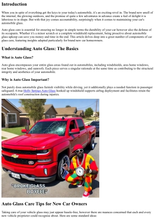 Auto Glass Care Tips for New Car Owners