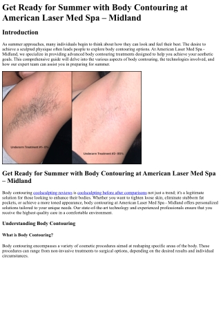 Get Ready for Summer with Body Contouring at American Laser Med Spa – Midland