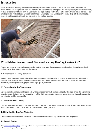 What Makes Avalon Stand Out as a Leading Roofing Contractor?