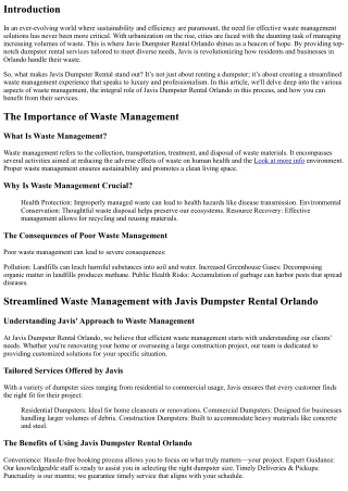 Streamlined Waste Management with Javis Dumpster Rental Orlando.