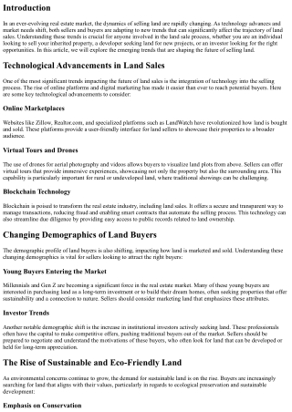 The Future of Selling Land: Trends to Watch