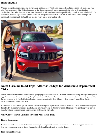 North Carolina Road Trips: Affordable Stops for Windshield Replacement Visits