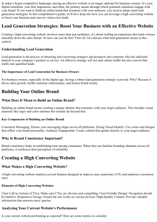 Lead Generation Strategies: Boost Your Business with an Effective Website