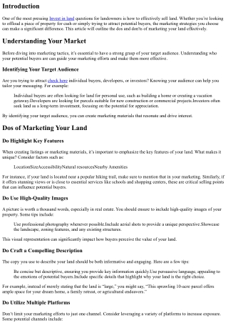 The Dos and Don'ts of Marketing Your Land to Potential Buyers