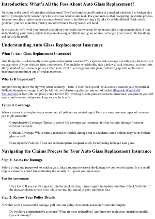 Navigating the Claims Process for Your Auto Glass Replacement Insurance
