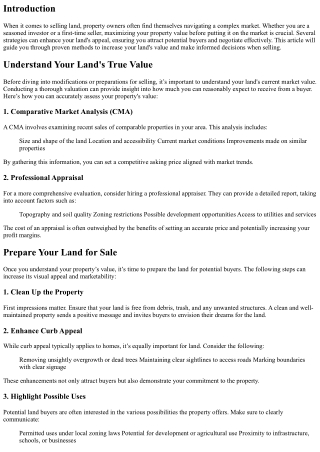 Maximizing Your Property Value Before Selling Land