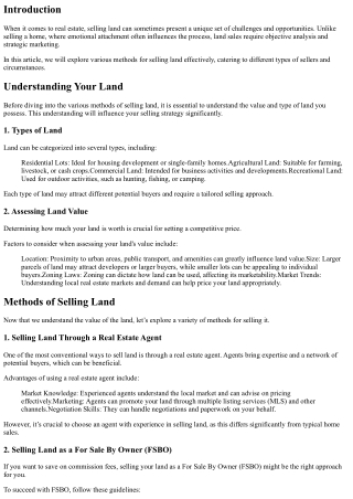 Exploring Different Ways to Sell Land
