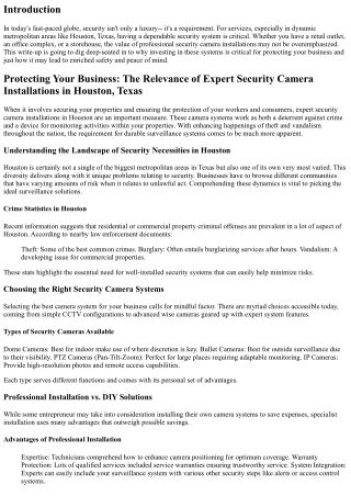 Defending Your Business: The Relevance of Expert Security Camera Installations i