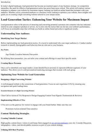 Lead Generation Tactics: Enhancing Your Website for Maximum Impact