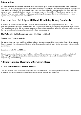 American Laser Med Spa - Midland: Redefining Beauty Standards