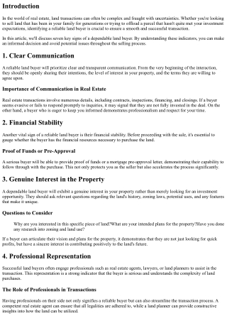 7 Signs of a Reliable Land Buyer