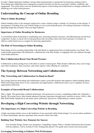 Networking and Collaboration as Tools For Enhancing Your Online Brand Presence