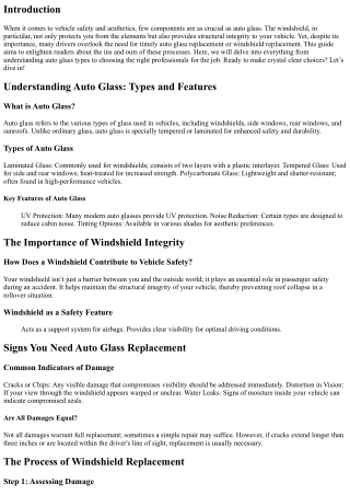 Crystal Clear Choices: A Comprehensive Guide to Auto Glass and Windshield Replac