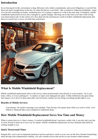 How Mobile Windshield Replacement Saves You Time and Money