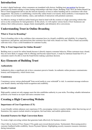 Building Trust: How an Online Brand Can Drive Client Engagement