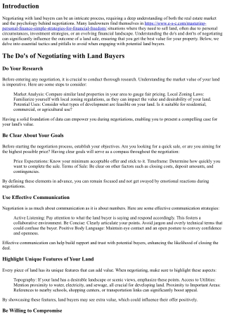 The Do's and Don'ts of Negotiating with Land Buyers
