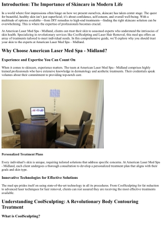 Trust Your Skin to the Experts at American Laser Med Spa – Midland