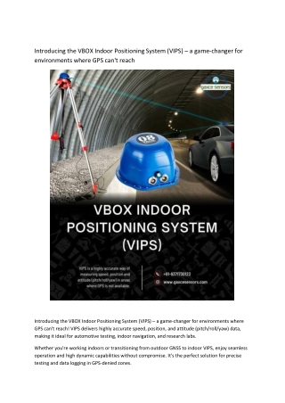 Introducing the VBOX Indoor Positioning System (VIPS) – a game-changer for environments where GPS can't reach