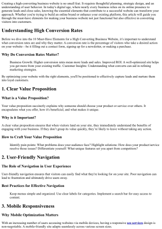 10 Must-Have Elements for a High Converting Business Website