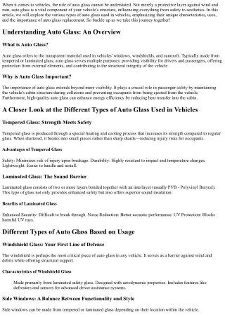A Closer Look at the Different Types of Auto Glass Used in Vehicles