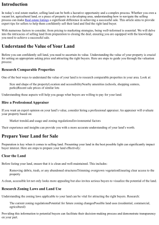 Sell Land with Confidence: Expert Tips for Sellers